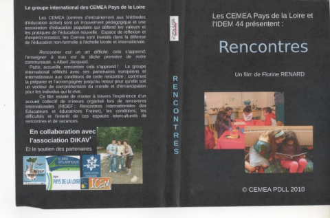  Jaquette du DVD fait par les CEMEA et l'IDEM 44 lors de la RIDEF de Saint-Herblain 2010